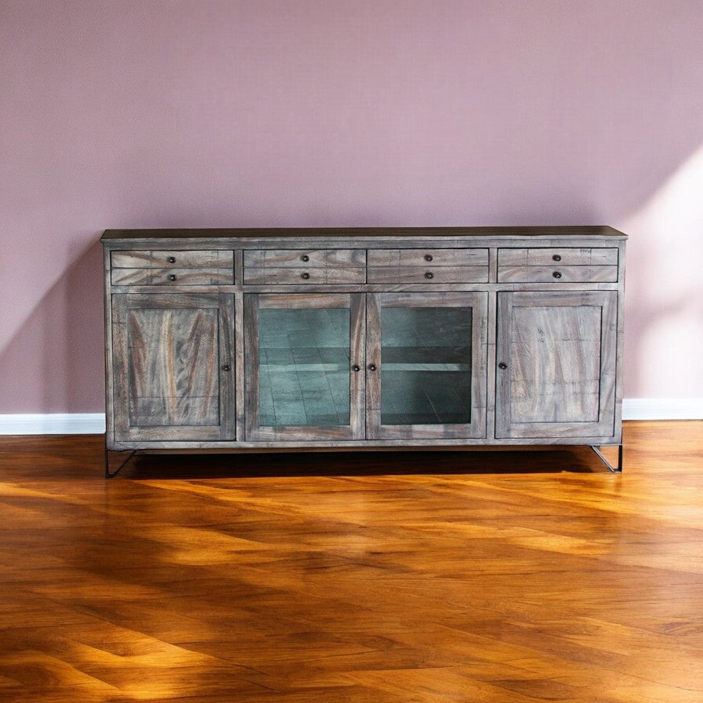 Gray Mango Solid Wood Enclosed Storage Distressed TV Stand By Homeroots | TV Stands | Modishstore - 1