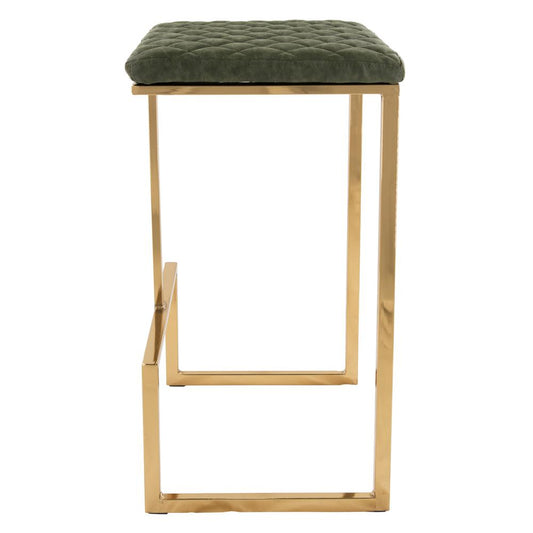 LeisureMod Quincy Quilted Stitched Leather Bar Stools With Gold Metal Frame - QSG29G | Bar Stools | Modishstore