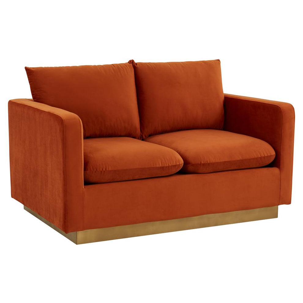 LeisureMod Nervo Modern Mid-Century Upholstered Velvet Loveseat with Gold Frame | Loveseats | Modishstore - 32