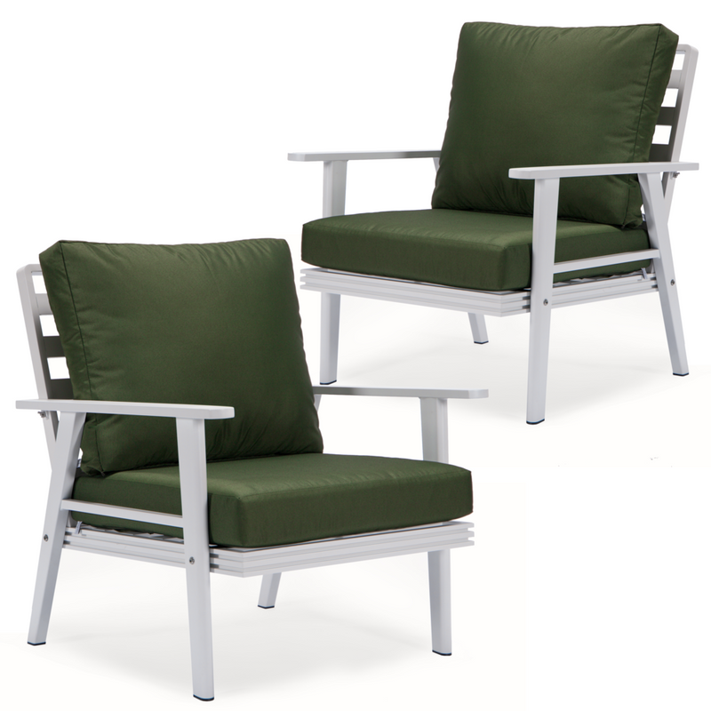 LeisureMod Walbrooke Outdoor Patio White Aluminum Armchairs With Cushions Set Of 2 | Outdoor Chairs | Modishstore - 10