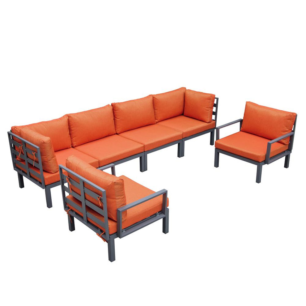 LeisureMod Hamilton 6-Piece Aluminum Patio Conversation Set With Cushions | Outdoor Sofas, Loveseats & Sectionals | Modishstore - 69