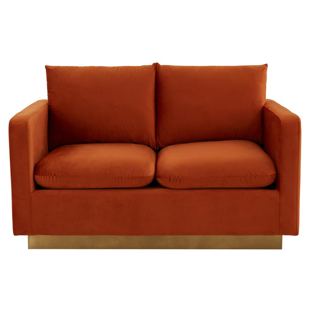 LeisureMod Nervo Modern Mid-Century Upholstered Velvet Loveseat with Gold Frame | Loveseats | Modishstore - 34