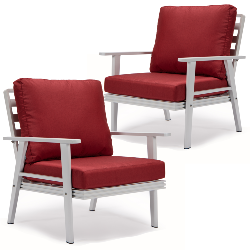 LeisureMod Walbrooke Outdoor Patio White Aluminum Armchairs With Cushions Set Of 2 | Outdoor Chairs | Modishstore - 21