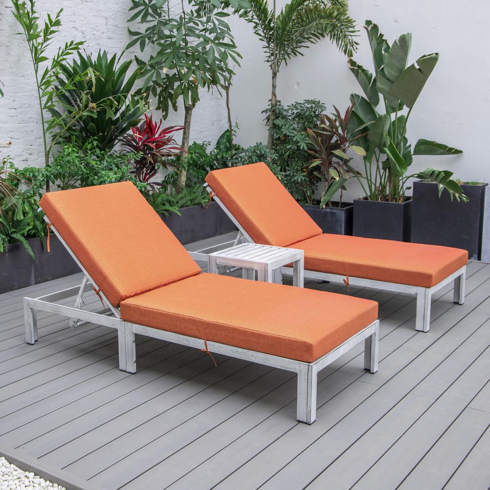 LeisureMod Chelsea Modern Outdoor Weathered Grey Chaise Lounge Chair Set of 2 With Side Table & Cushions | Outdoor Chaise Lounges | Modishstore - 12