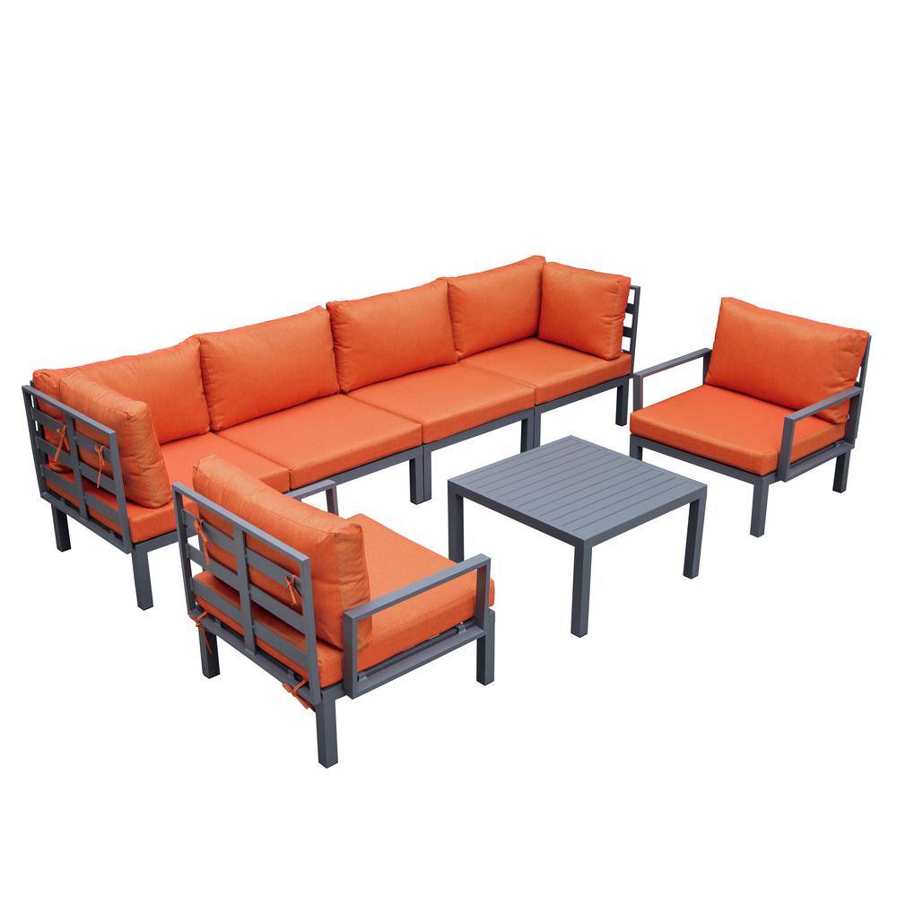 LeisureMod Hamilton 7-Piece Aluminum Patio Conversation Set With Coffee Table And Cushions | Outdoor Sofas, Loveseats & Sectionals | Modishstore - 81