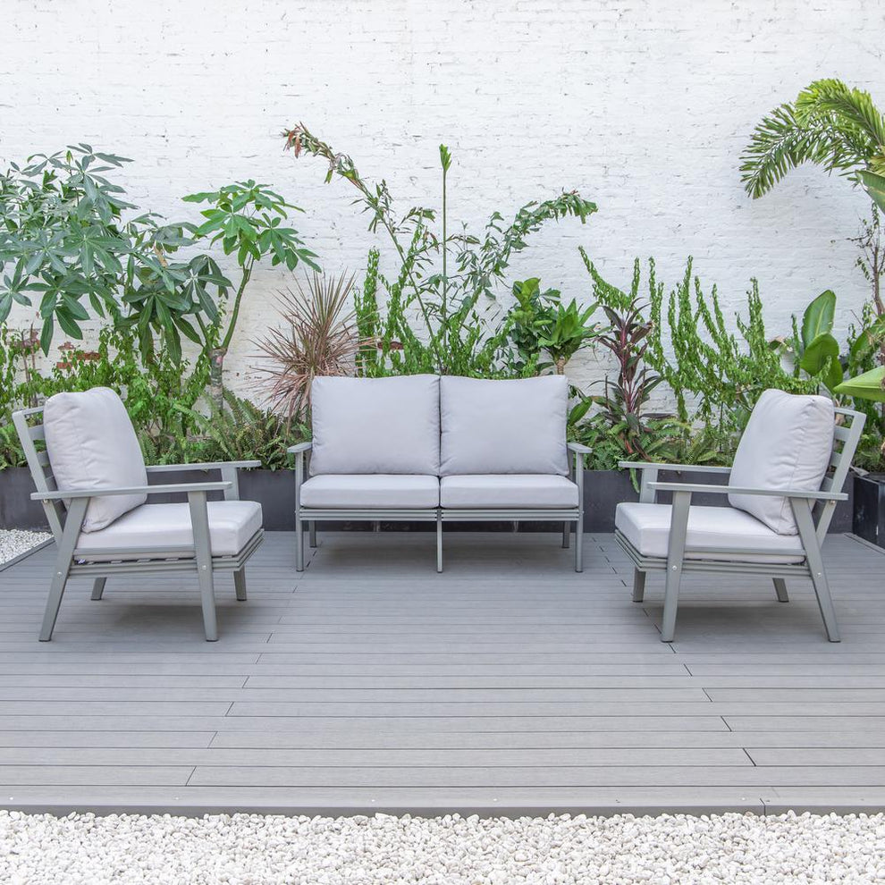 LeisureMod Walbrooke Modern 3-Piece Outdoor Patio Set with Grey Aluminum Frame | Outdoor Sofas, Loveseats & Sectionals | Modishstore - 50