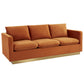 LeisureMod Nervo Modern Mid-Century Upholstered Velvet Sofa with Gold Frame | Sofas | Modishstore - 34