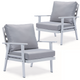 LeisureMod Walbrooke Outdoor Patio White Aluminum Armchairs With Cushions Set Of 2 | Outdoor Chairs | Modishstore - 13