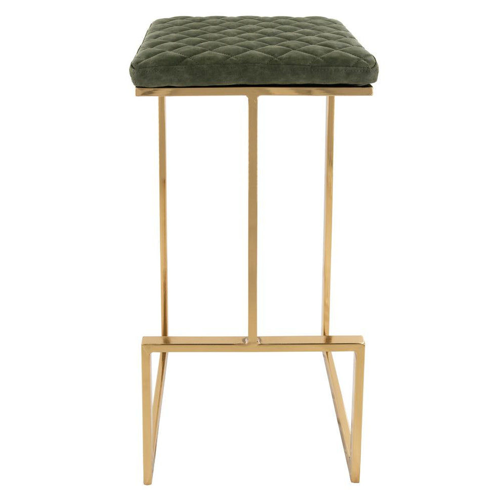 LeisureMod Quincy Quilted Stitched Leather Bar Stools With Gold Metal Frame - QSG29G | Bar Stools | Modishstore - 4