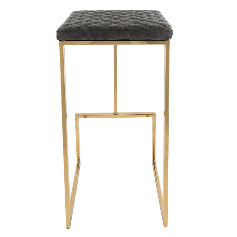 LeisureMod Quincy Quilted Stitched Leather Bar Stools With Gold Metal Frame - QSG29GR | Bar Stools | Modishstore - 2