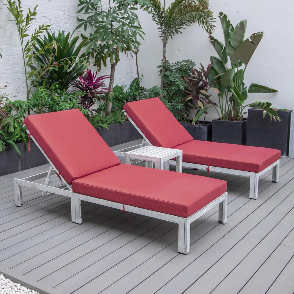 LeisureMod Chelsea Modern Outdoor Weathered Grey Chaise Lounge Chair Set of 2 With Side Table & Cushions | Outdoor Chaise Lounges | Modishstore - 19