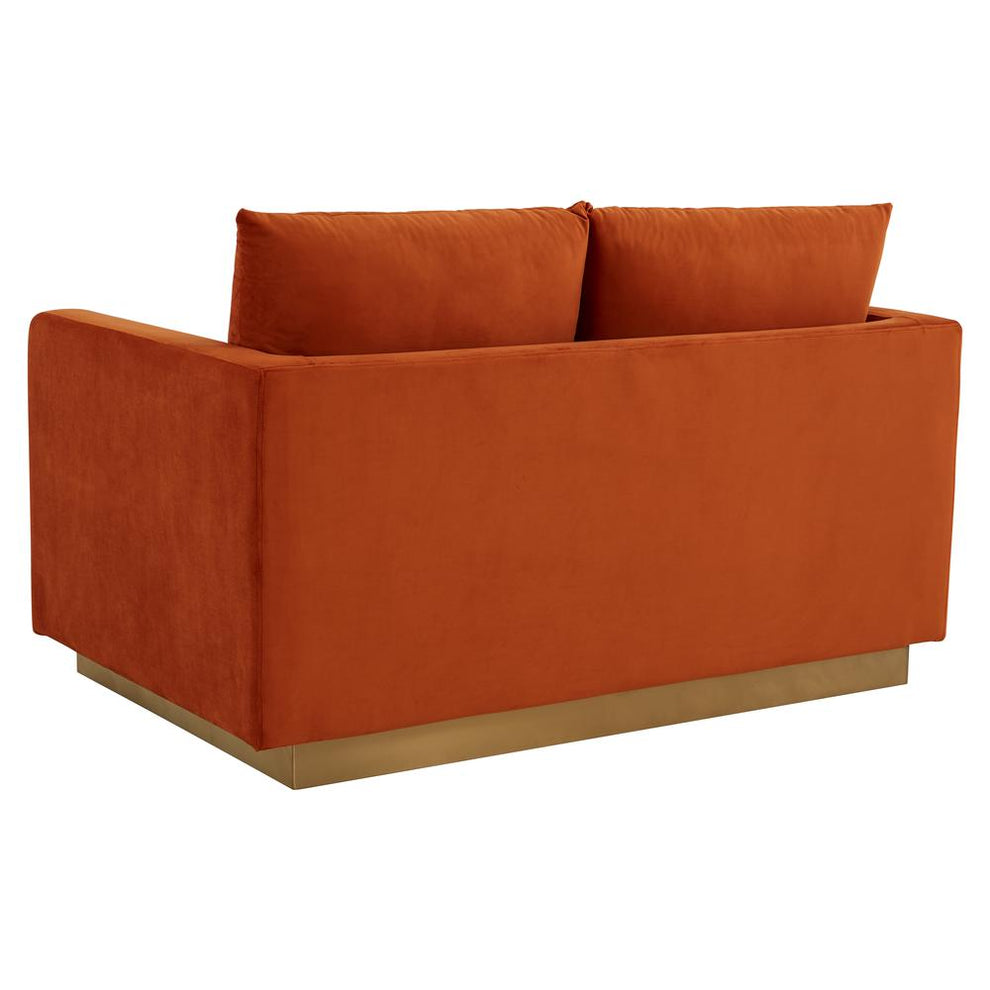 LeisureMod Nervo Modern Mid-Century Upholstered Velvet Loveseat with Gold Frame | Loveseats | Modishstore - 33