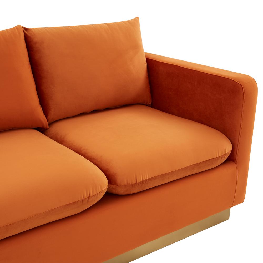 LeisureMod Nervo Modern Mid-Century Upholstered Velvet Sofa with Gold Frame | Sofas | Modishstore - 31