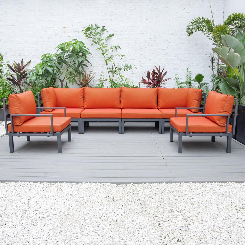 LeisureMod Hamilton 6-Piece Aluminum Patio Conversation Set With Cushions | Outdoor Sofas, Loveseats & Sectionals | Modishstore - 70