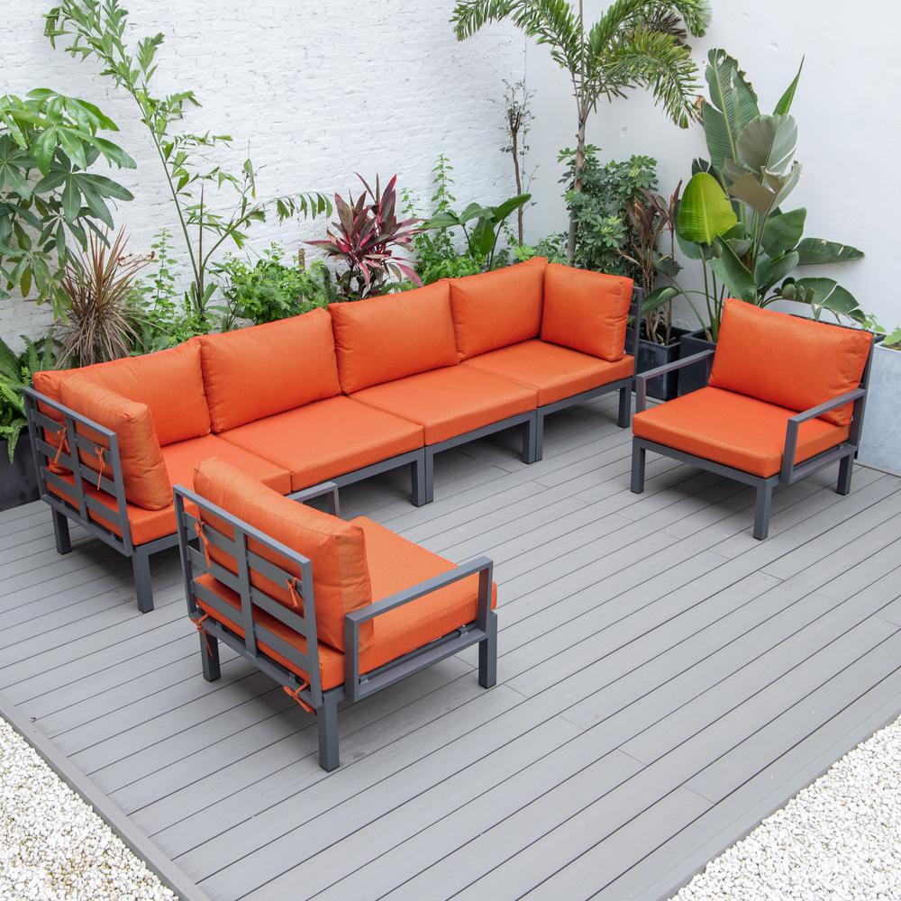 LeisureMod Hamilton 6-Piece Aluminum Patio Conversation Set With Cushions | Outdoor Sofas, Loveseats & Sectionals | Modishstore - 71