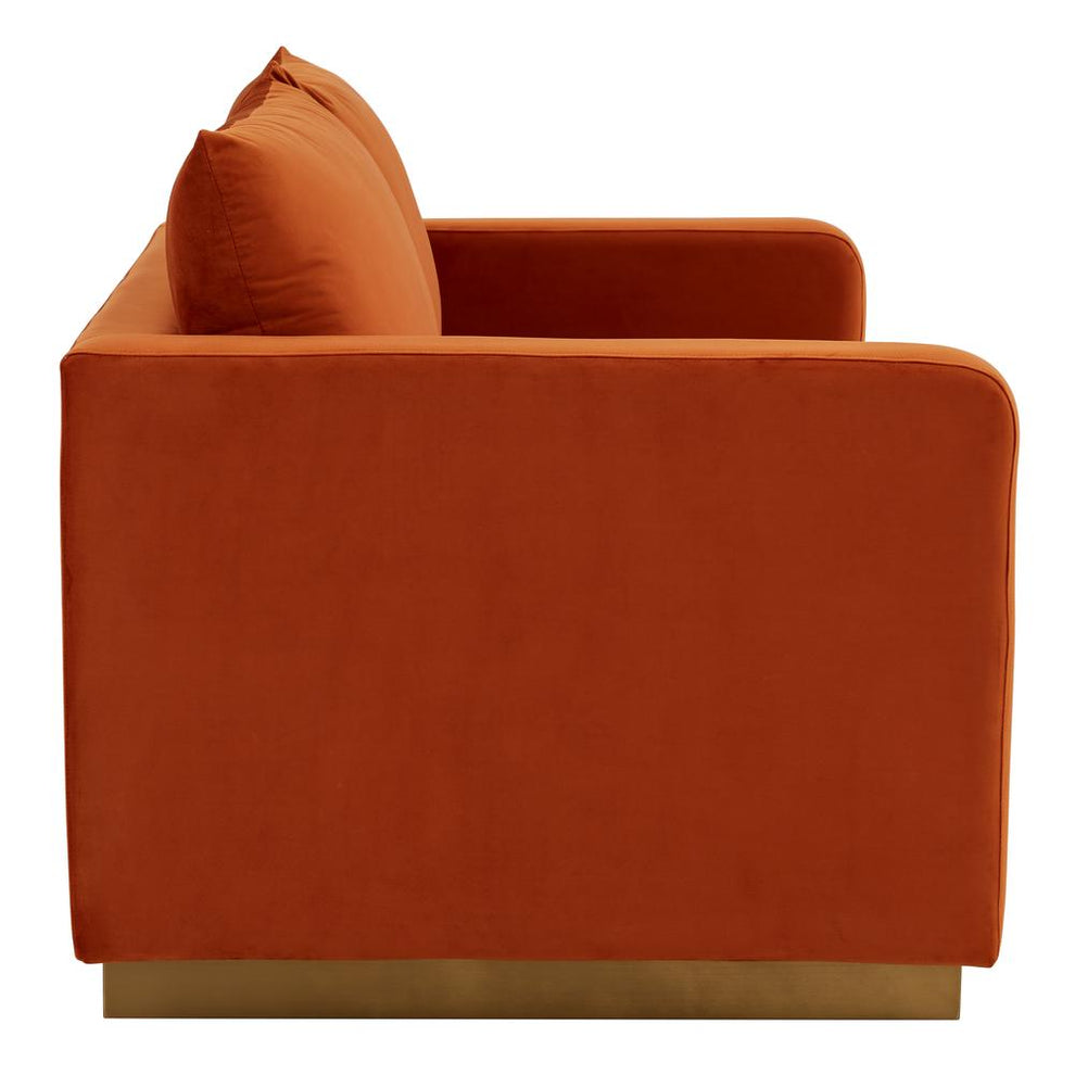 LeisureMod Nervo Modern Mid-Century Upholstered Velvet Loveseat with Gold Frame | Loveseats | Modishstore - 35