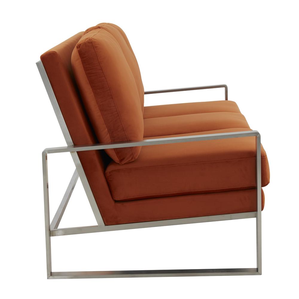 LeisureMod Jefferson Contemporary Modern Design Velvet Sofa With Silver Frame | Sofas | Modishstore - 32