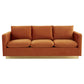 LeisureMod Nervo Modern Mid-Century Upholstered Velvet Sofa with Gold Frame | Sofas | Modishstore - 30