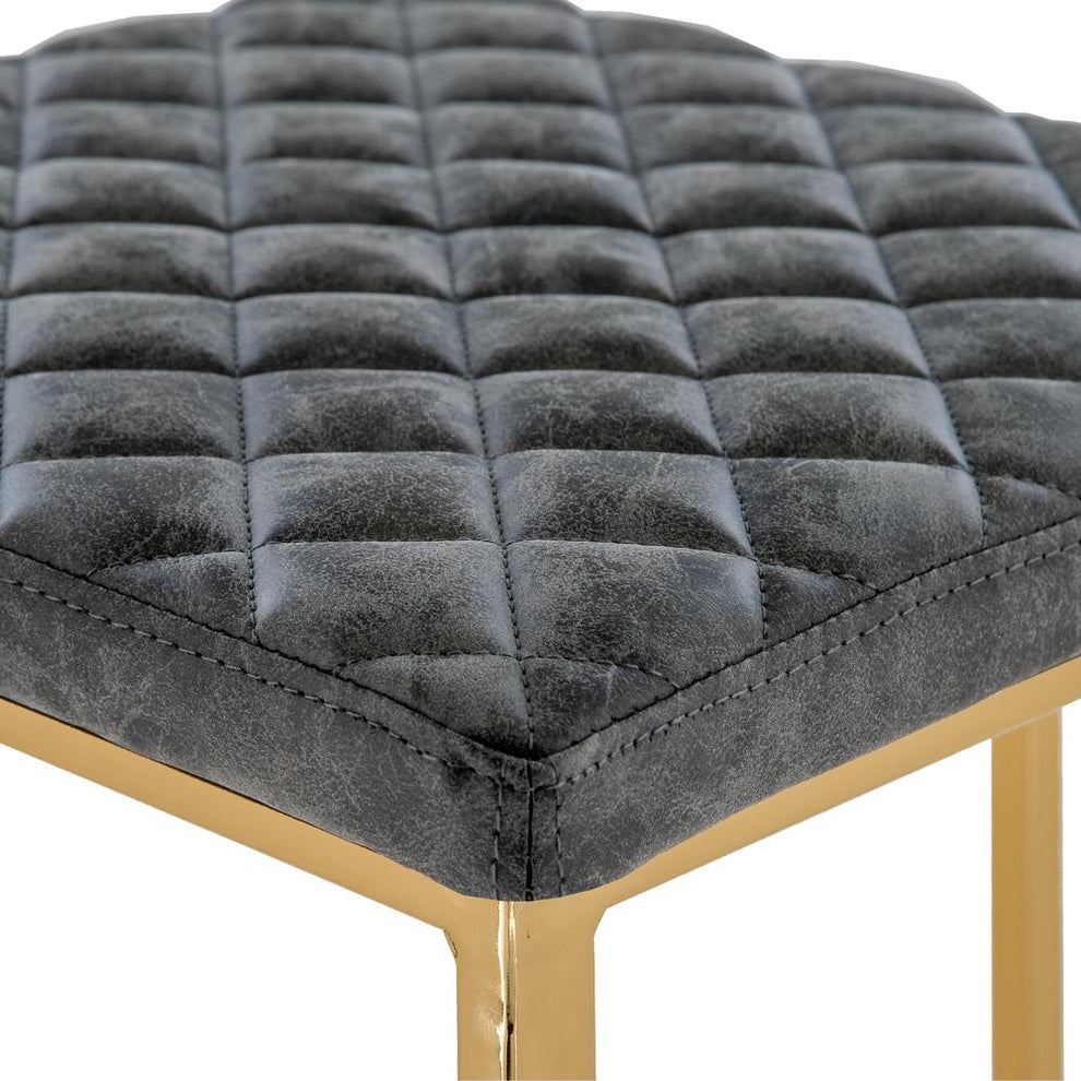 LeisureMod Quincy Quilted Stitched Leather Bar Stools With Gold Metal Frame - QSG29GR | Bar Stools | Modishstore - 4