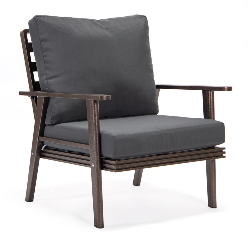 LeisureMod Walbrooke Modern Brown Patio Conversation With Round Fire Pit With Slats Design & Tank Holder | Outdoor Sofas, Loveseats & Sectionals | Modishstore - 4