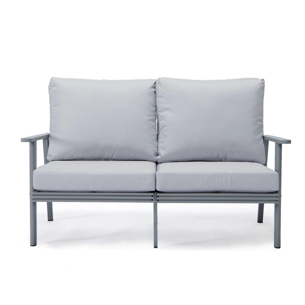 LeisureMod Walbrooke Modern 3-Piece Outdoor Patio Set with Grey Aluminum Frame | Outdoor Sofas, Loveseats & Sectionals | Modishstore - 56