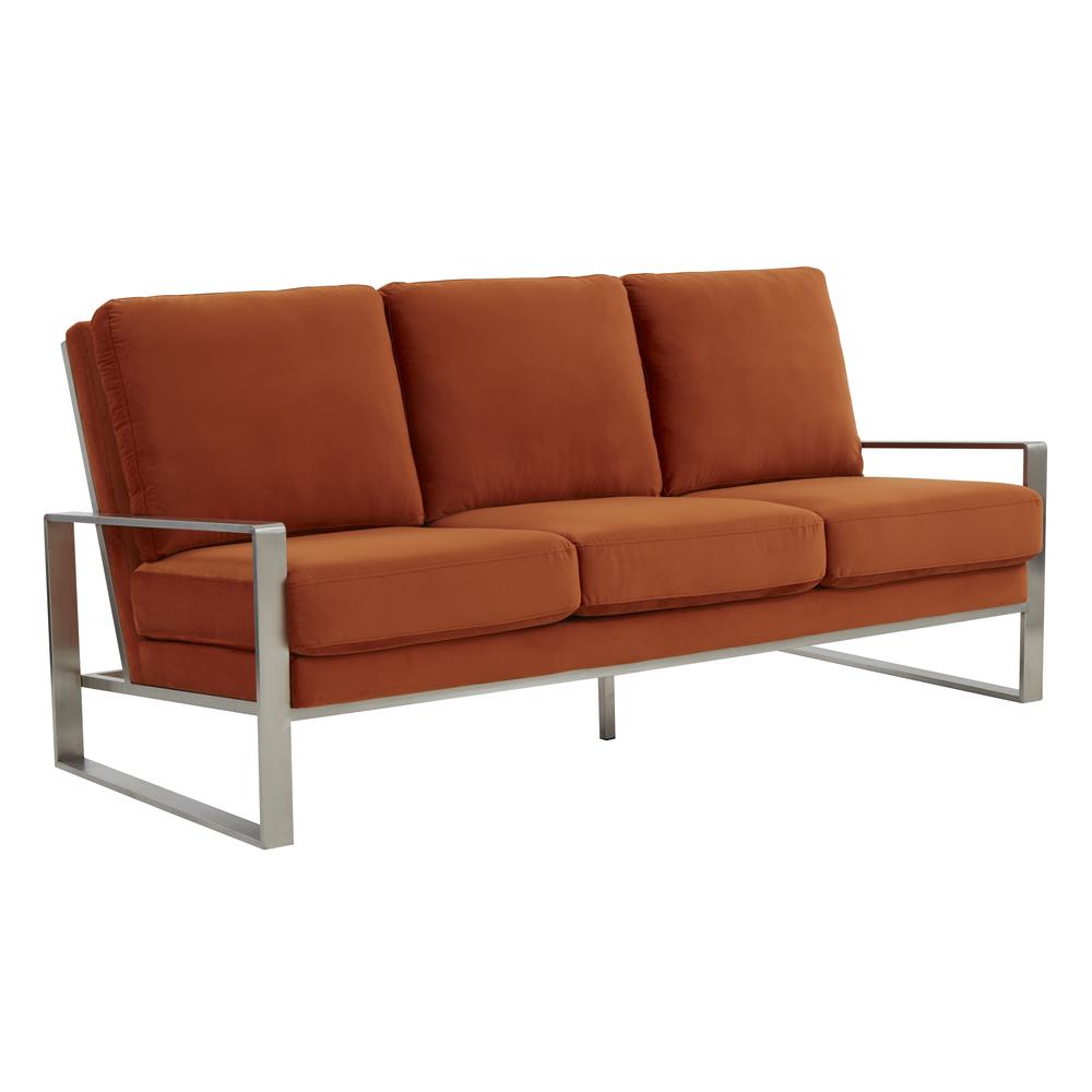LeisureMod Jefferson Contemporary Modern Design Velvet Sofa With Silver Frame | Sofas | Modishstore - 29