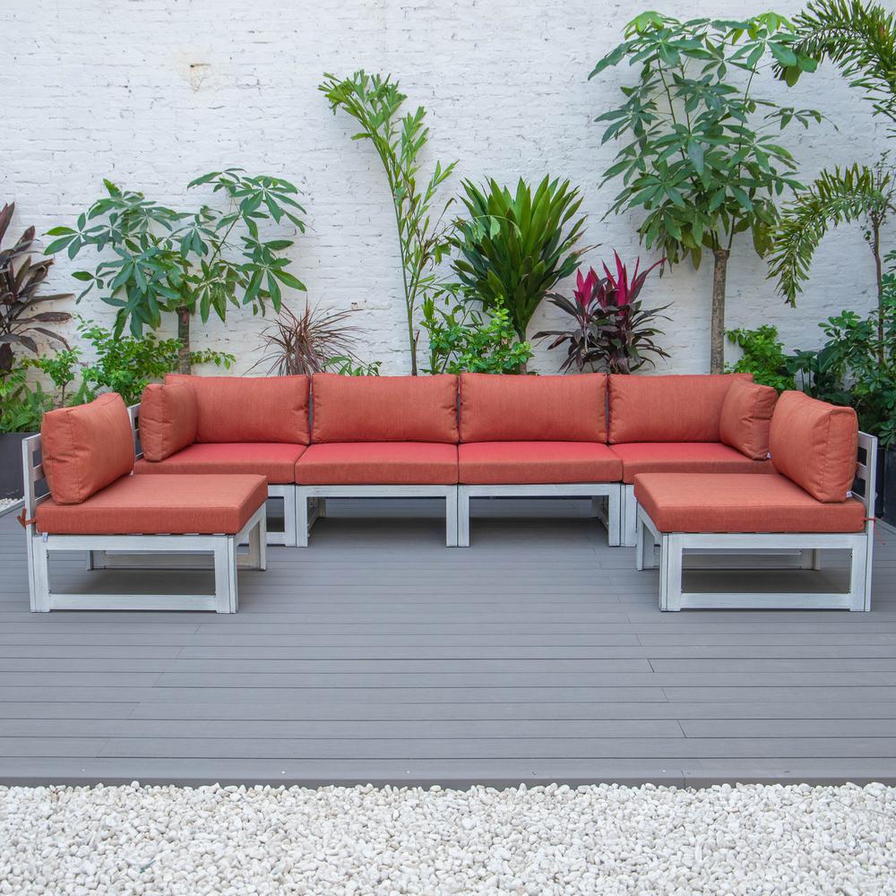 LeisureMod Chelsea 6-Piece Patio Sectional Weathered Grey Aluminum With Cushions | Outdoor Sofas, Loveseats & Sectionals | Modishstore - 49