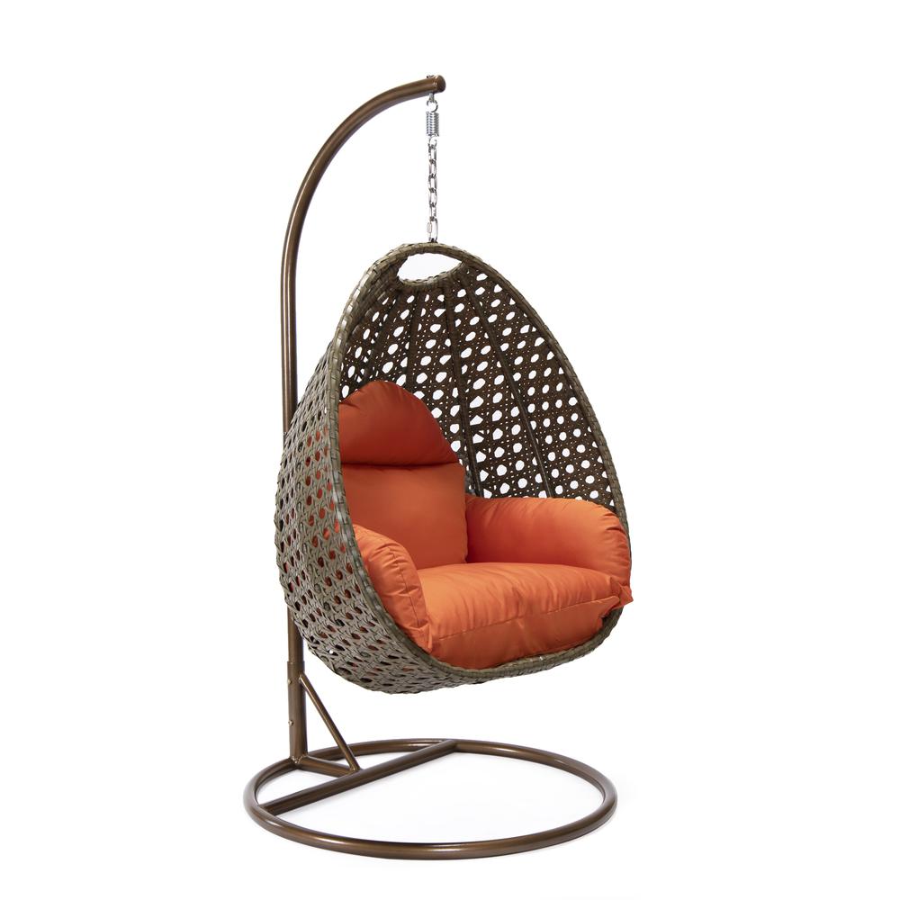 LeisureMod Beige Wicker Hanging Egg Swing Chair | Outdoor Porch Swings | Modishstore - 78