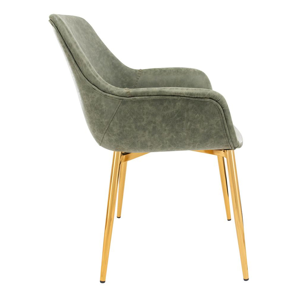 LeisureMod Markley Modern Leather Dining Arm Chair With Gold Metal Legs - ECG26G | Dining Chairs | Modishstore - 2
