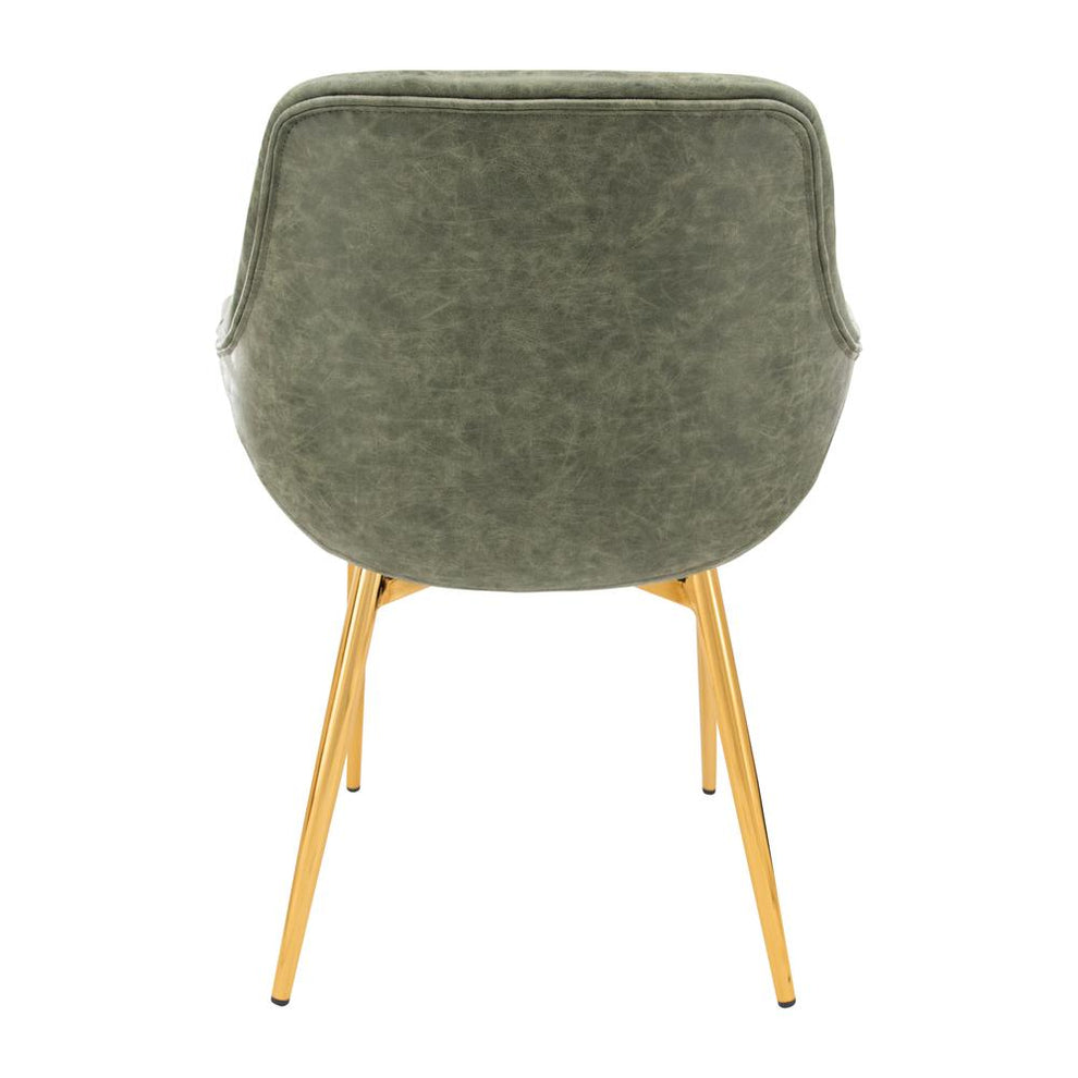 LeisureMod Markley Modern Leather Dining Arm Chair With Gold Metal Legs - ECG26G | Dining Chairs | Modishstore - 3