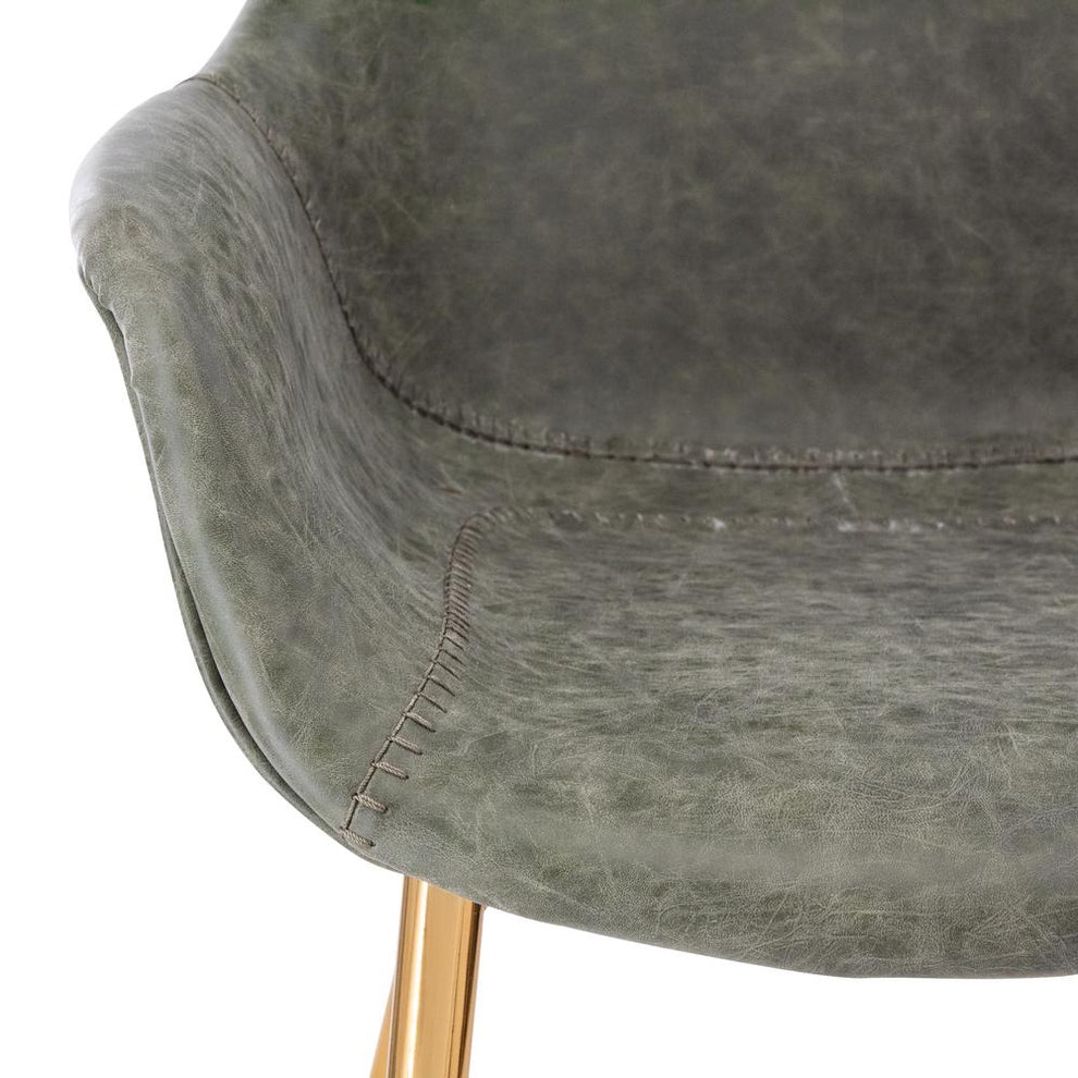 LeisureMod Markley Modern Leather Dining Arm Chair With Gold Metal Legs - ECG26G | Dining Chairs | Modishstore - 4