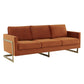 LeisureMod Lincoln Modern Mid-Century Upholstered Velvet Sofa with Gold Frame | Sofas | Modishstore - 23