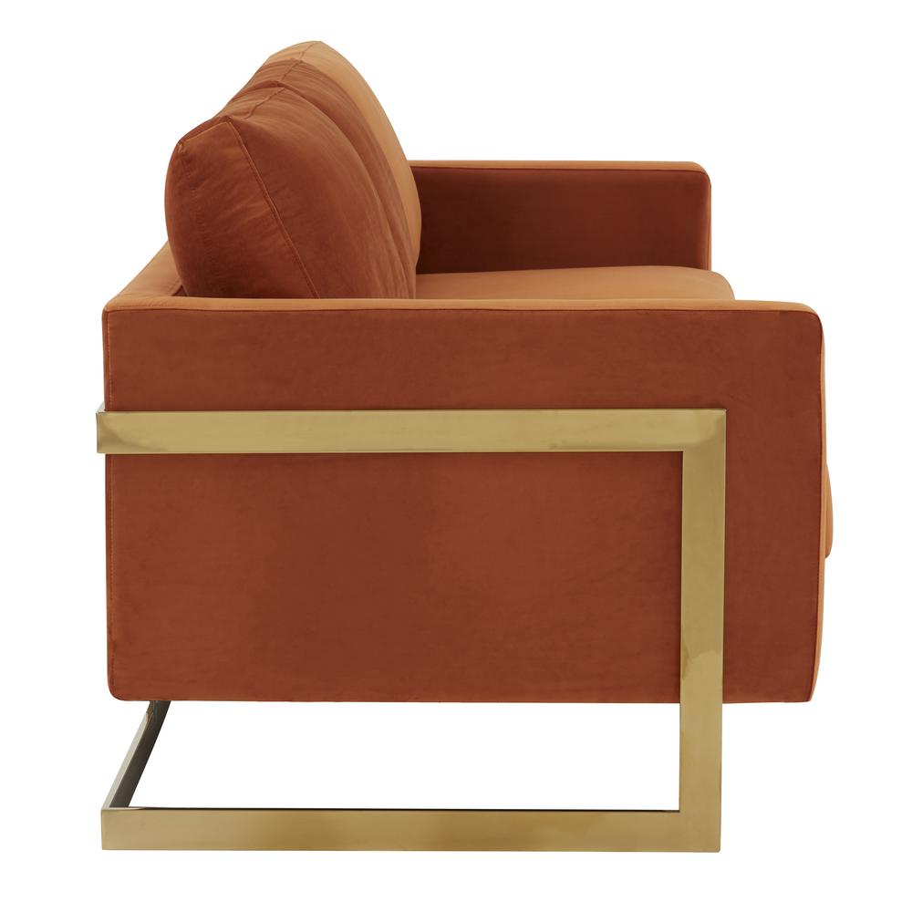 LeisureMod Lincoln Modern Mid-Century Upholstered Velvet Sofa with Gold Frame | Sofas | Modishstore - 25
