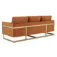 LeisureMod Lincoln Modern Mid-Century Upholstered Velvet Sofa with Gold Frame | Sofas | Modishstore - 24
