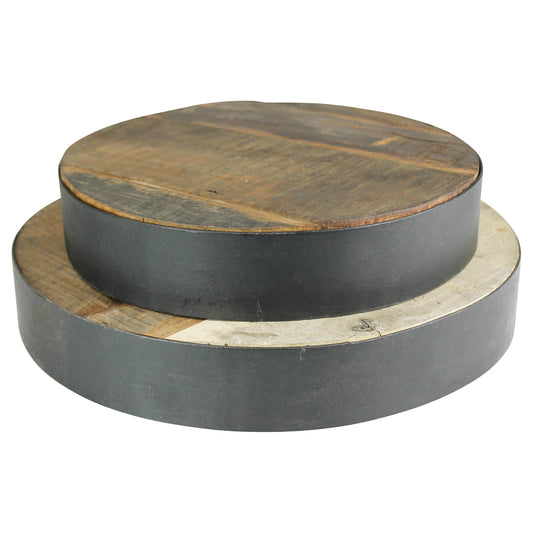 Newton Round Riser with Iron Band, ReclaiMedium Wood - Small Set Of 4 By HomArt | Ornaments | Modishstore