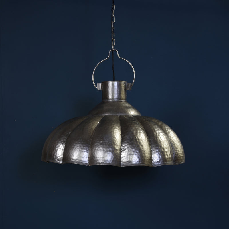 Farrah Scalloped Pendant Lamp - Antique Nickel By HomArt | Pendant Lamps | Modishstore - 1