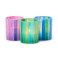 Mosaic Striations Set of 6 Tealight / Votive Candle Holders Includes 3 Colors: Blue, Green, Pink - Two's Company