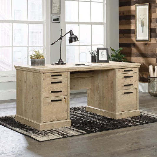 Aspen Post Executive Desk Prime Oak By Sauder | Desks | Modishstore