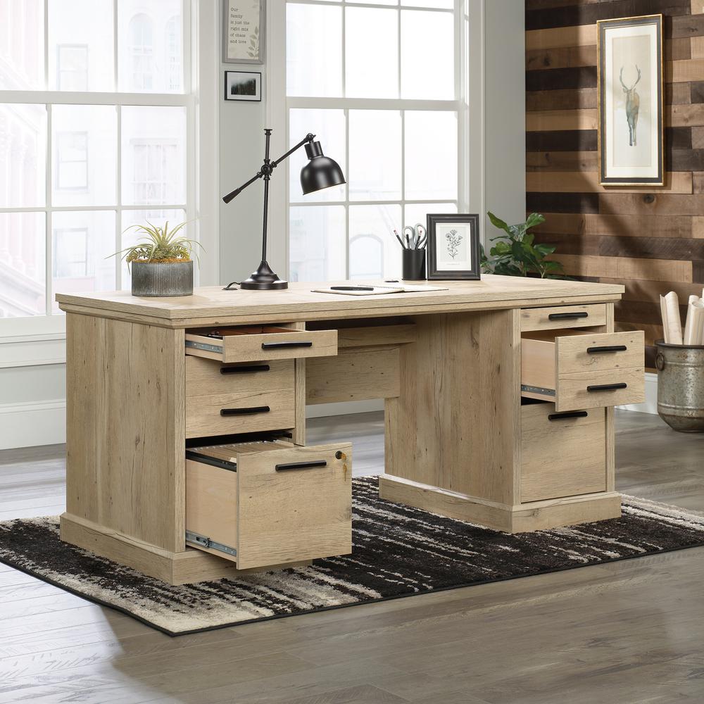 Aspen Post Executive Desk Prime Oak By Sauder | Desks | Modishstore - 7