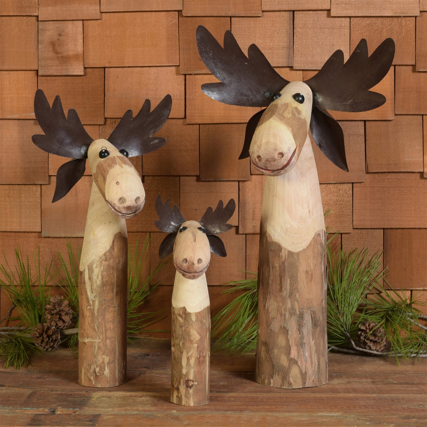 Moose, Wood & Metal - Medium Set Of 4 By HomArt | Figurines | Modishstore - 4