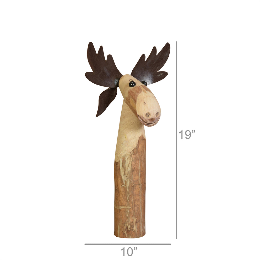 Moose, Wood & Metal - Medium Set Of 4 By HomArt | Figurines | Modishstore - 3