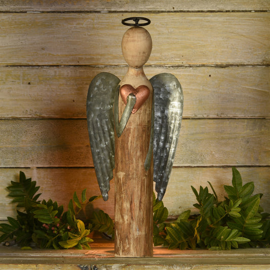 Angel with Heart, Wood & Metal - Small Set Of 4 By HomArt | Ornaments | Modishstore