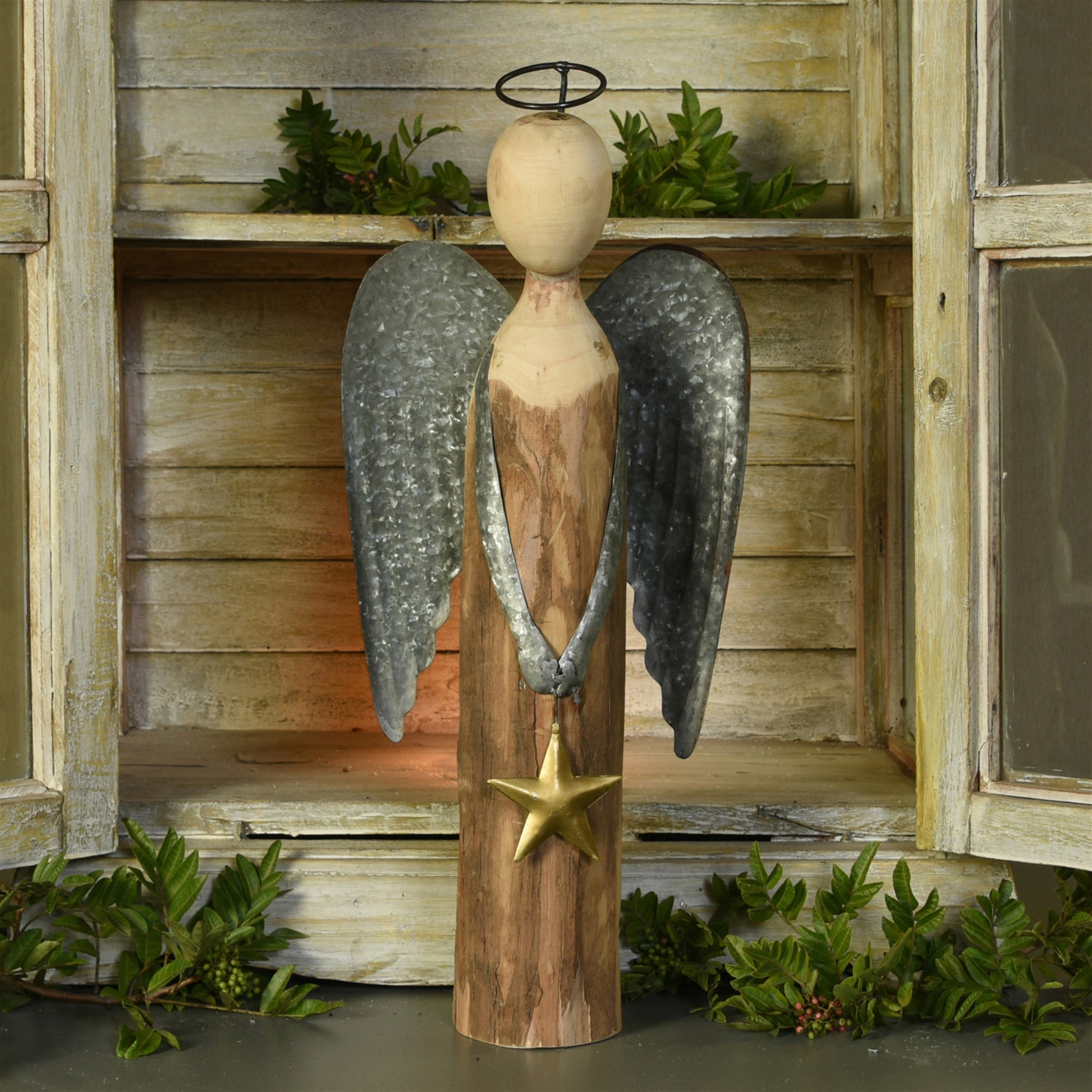 Angel with Star, Wood & Metal - Large Set Of 4 By HomArt | Figurines | Modishstore - 2