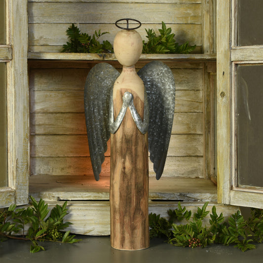 Angel at Prayer, Wood & Metal - Large Set Of 4 By HomArt | Figurines | Modishstore - 1