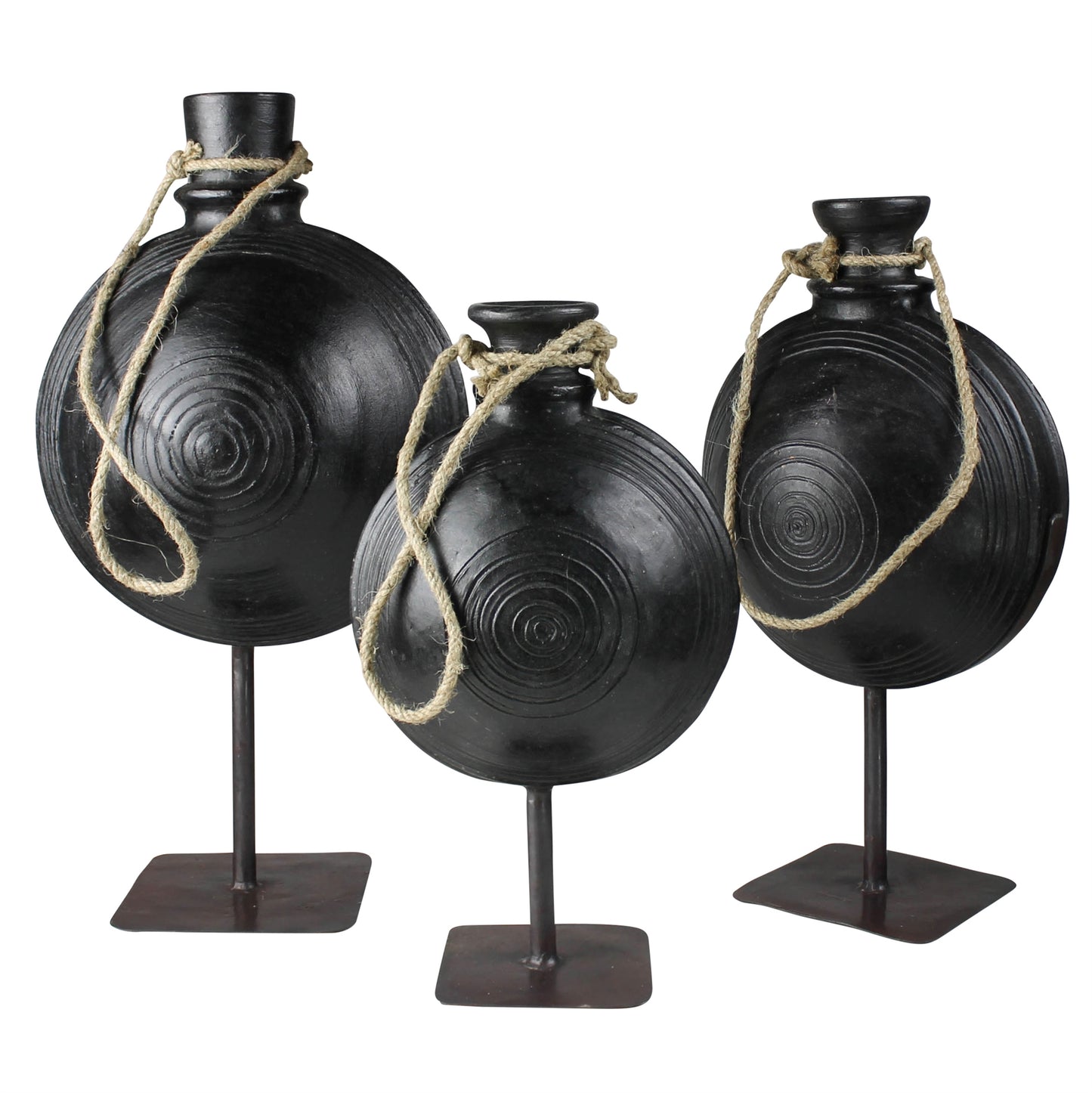 Bola Clay Pot on Stand - Medium Set Of 4 By HomArt | Planters, Troughs & Cachepots | Modishstore - 1