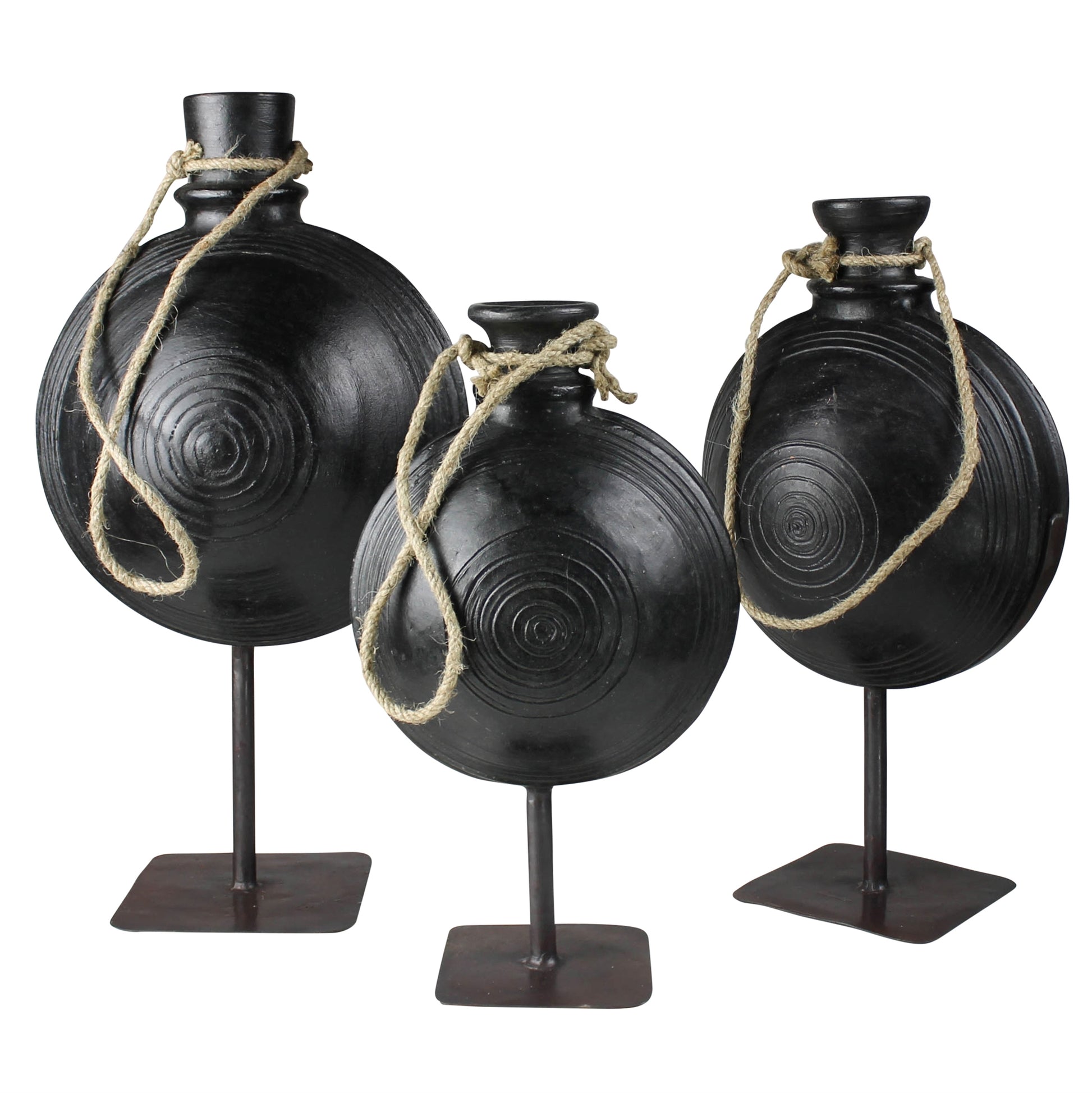 Bola Clay Pot on Stand - Medium Set Of 4 By HomArt | Planters, Troughs & Cachepots | Modishstore - 1