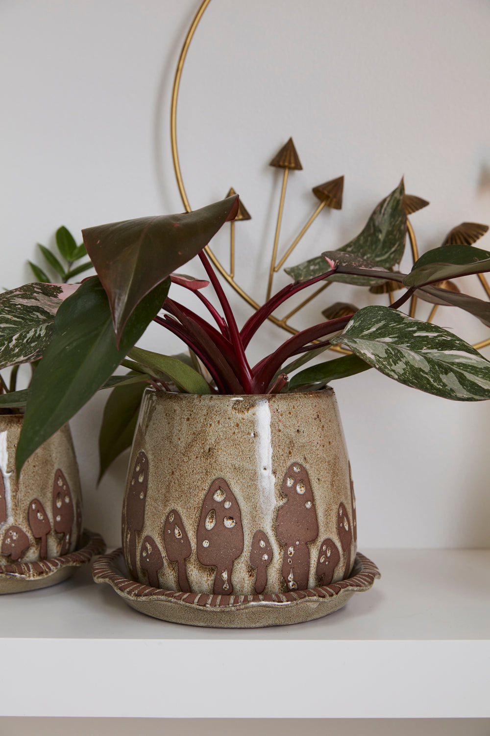 Wild Mushroom Pot with Saucer Set of 2 By Accent Decor | Planters, Troughs & Cachepots | Modishstore - 5