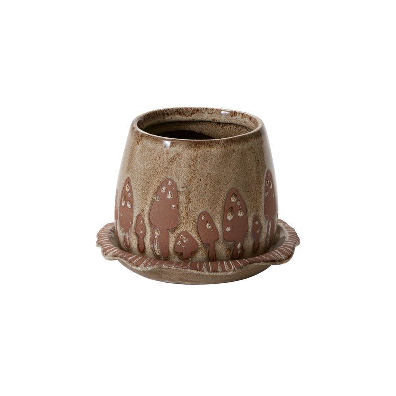 Wild Mushroom Pot with Saucer Set of 2 By Accent Decor | Planters, Troughs & Cachepots | Modishstore - 7