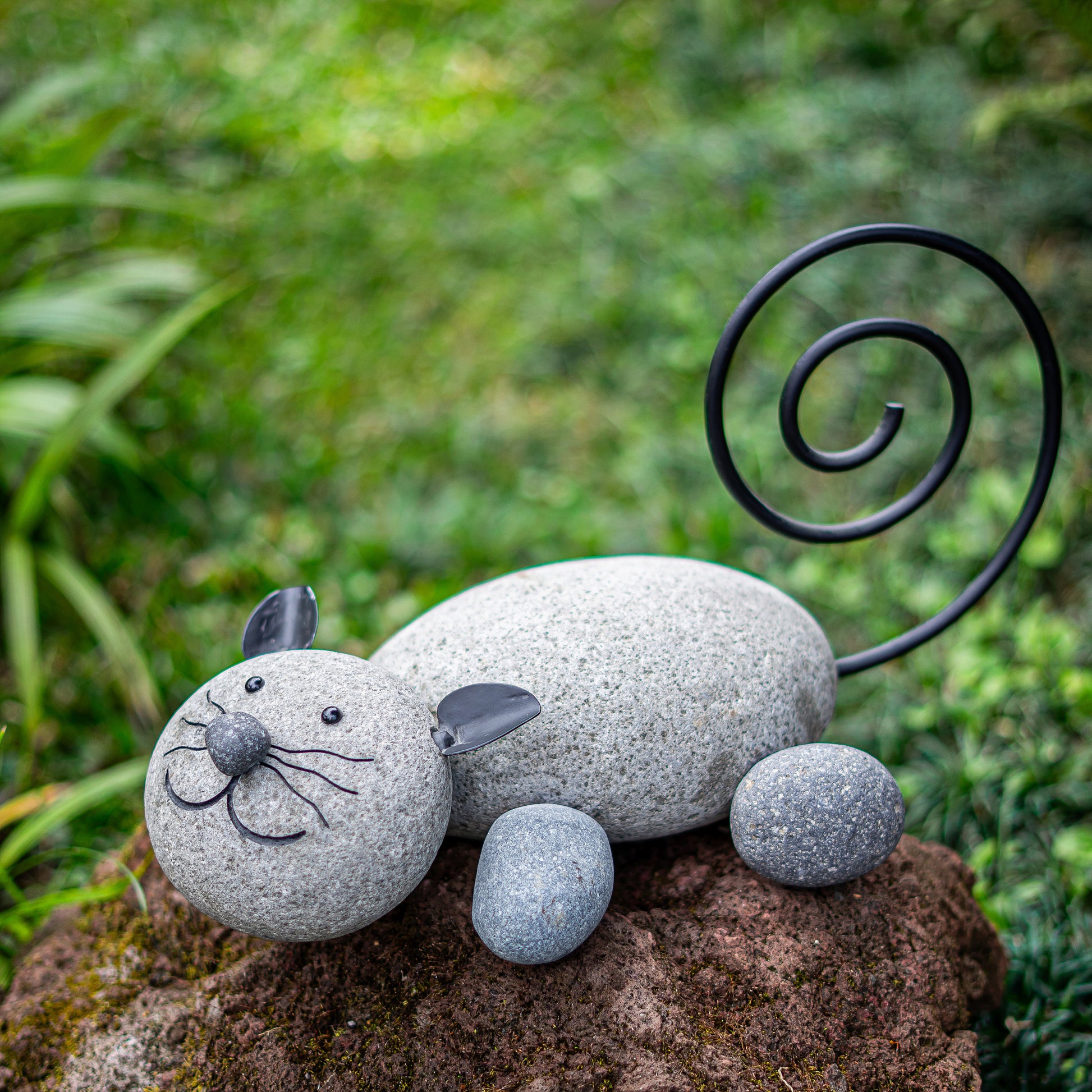 Stone Lying Cat Set of 2 By Garden Age Supply | Minerals and Stones | Modishstore - 1