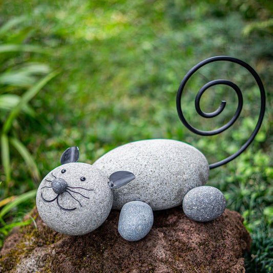 Stone Lying Cat Set of 2 By Garden Age Supply | Minerals and Stones | Modishstore - 1